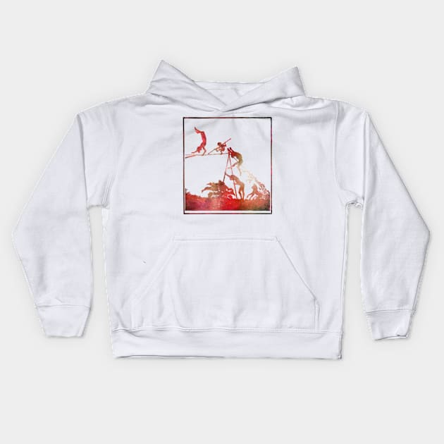 Tightrope Shadow in Fire Kids Hoodie by SaintReclusia